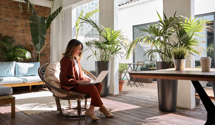 A person working in fresh indoor air