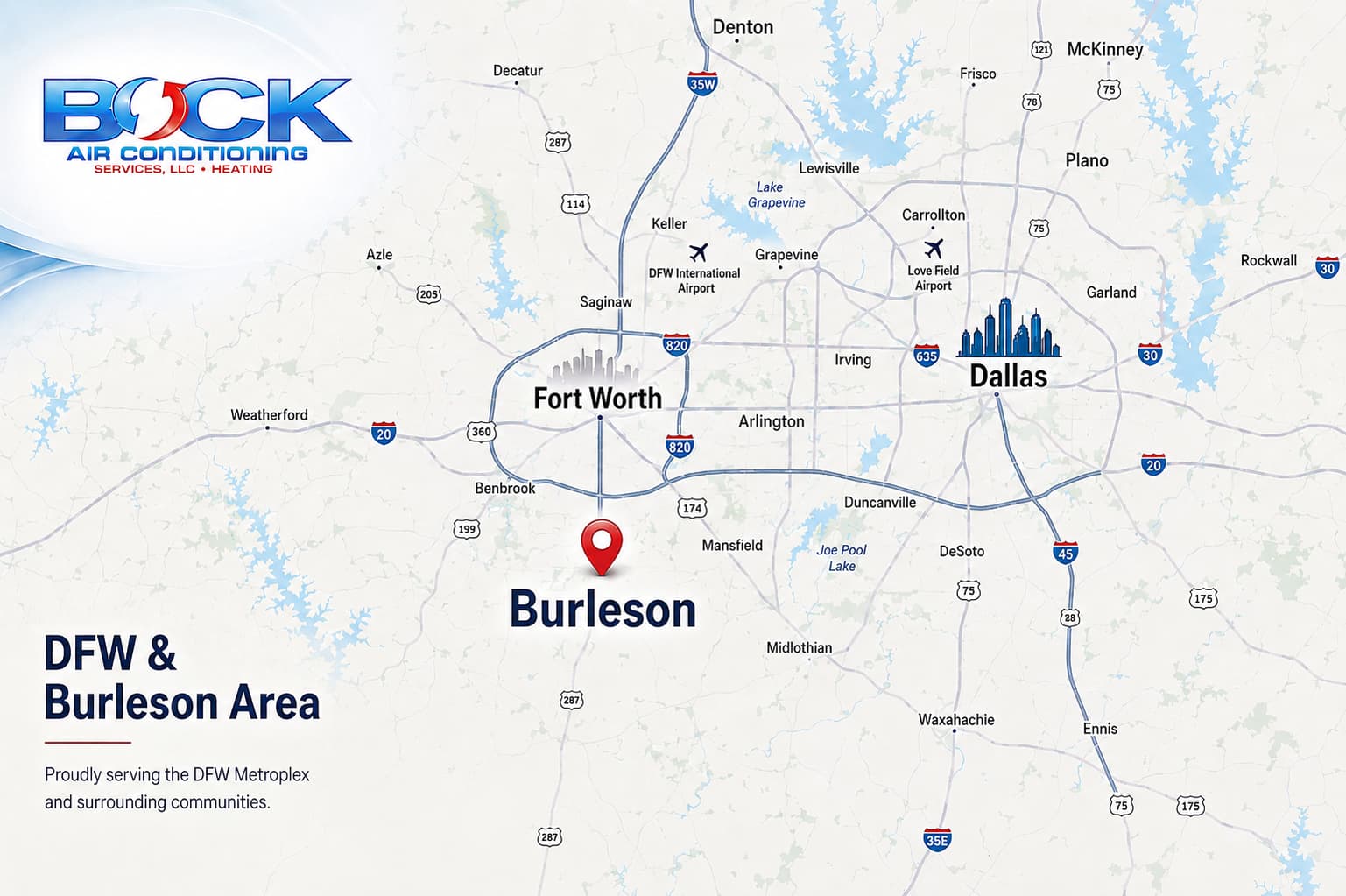 Bock Air Conditioning Service Area Map