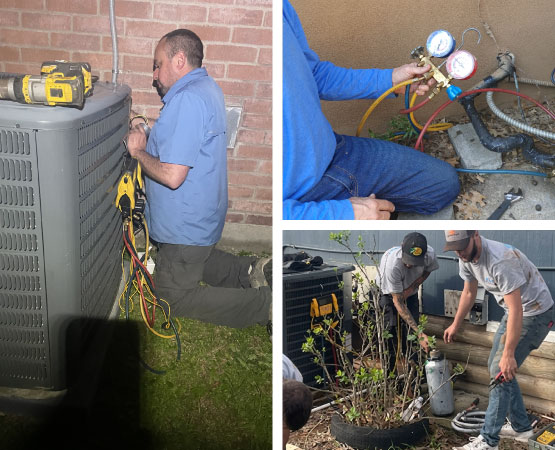Collage of different heating system services