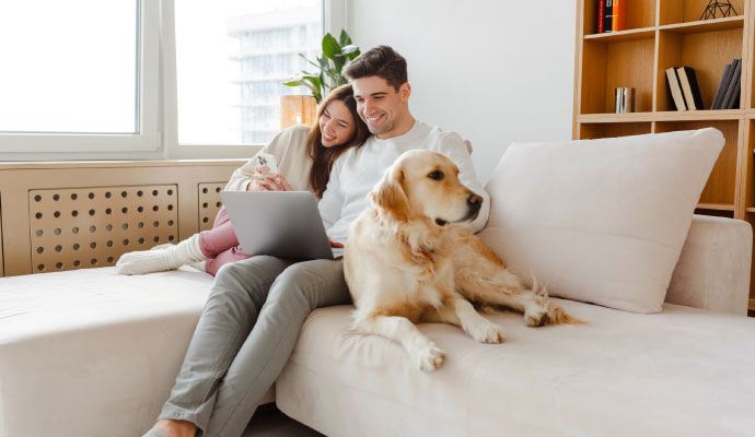 Couple enjoying in living space