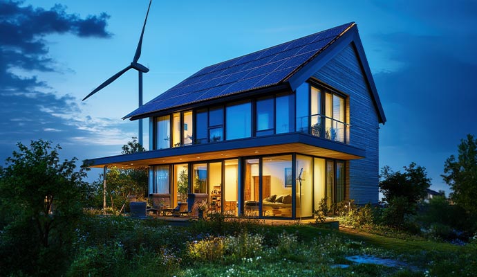 Eco friendly home with sustainable energy solution