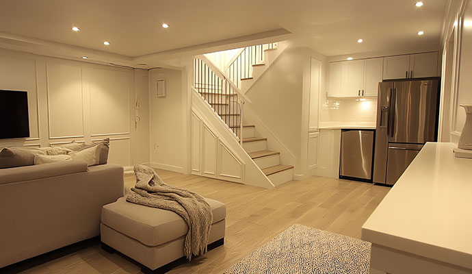 Finished basement with zoned temperature control