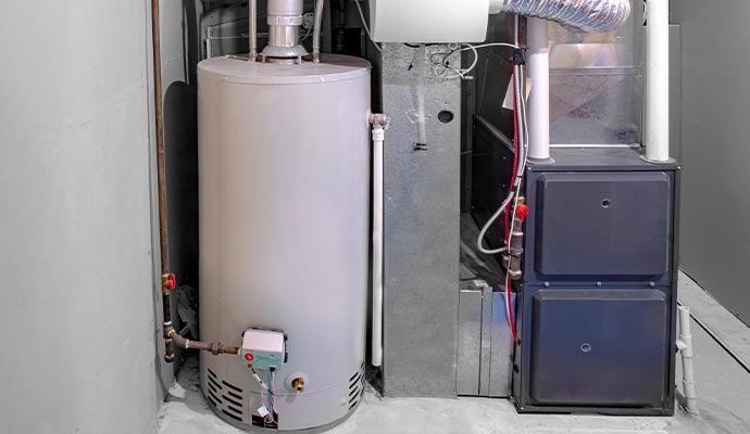 furnace with a residential gas water heater