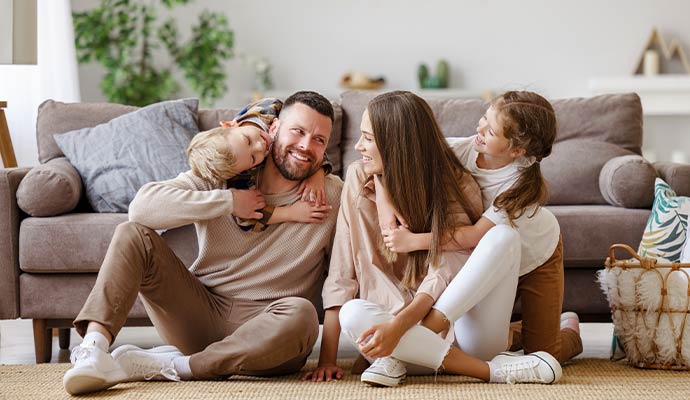 Happy family enjoying in fresh indoor air