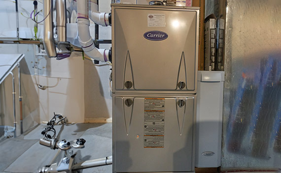 clean furnance in a basement