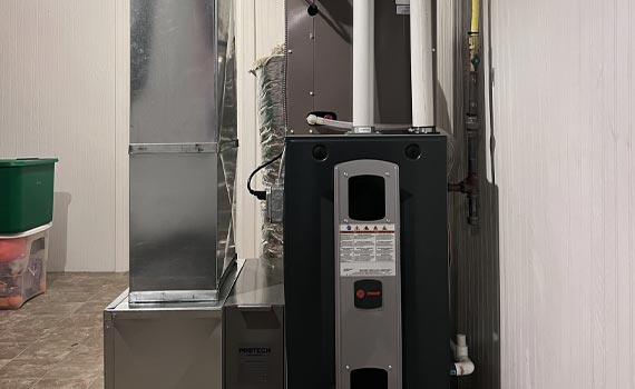 clean furnance in a basement