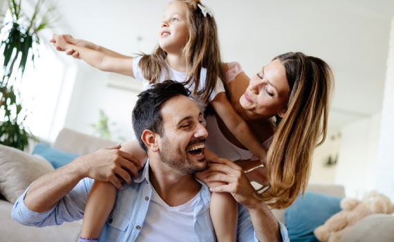 Happy family enjoying their time in a well tempered room