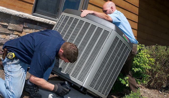 Professional installing heating system