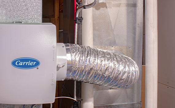 carrier bypass humidifier in a basement