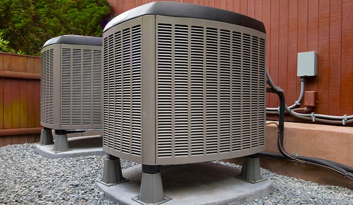 Heating and cooling system installed outdoor