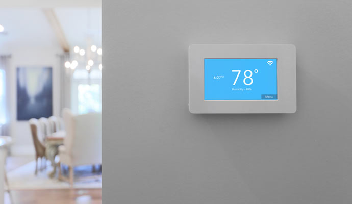 Thermostat installed in a home for climate control